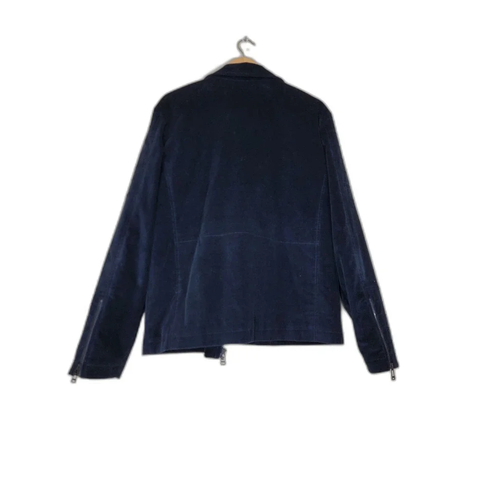 Moda Crise Slim Fit Men's Side Zip Lapel Navy Blazer Jacket - 54R